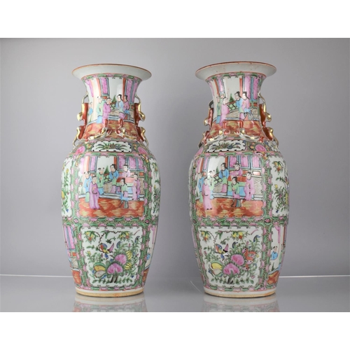 46 - A Large Pair of Chinese Porcelain Famille Rose Medallion Vases decorated in the Usual Manner with Co... 