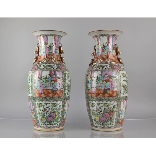 46 - A Large Pair of Chinese Porcelain Famille Rose Medallion Vases decorated in the Usual Manner with Co... 