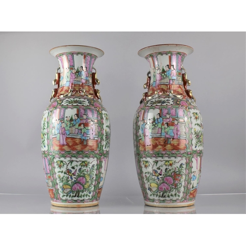 46 - A Large Pair of Chinese Porcelain Famille Rose Medallion Vases decorated in the Usual Manner with Co... 