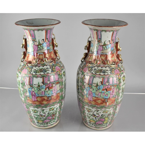 46 - A Large Pair of Chinese Porcelain Famille Rose Medallion Vases decorated in the Usual Manner with Co... 