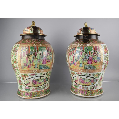 45 - A Large Pair of 18th/19th Century Chinese Porcelain Vase Decorated in the Famille Rose Palette in th... 