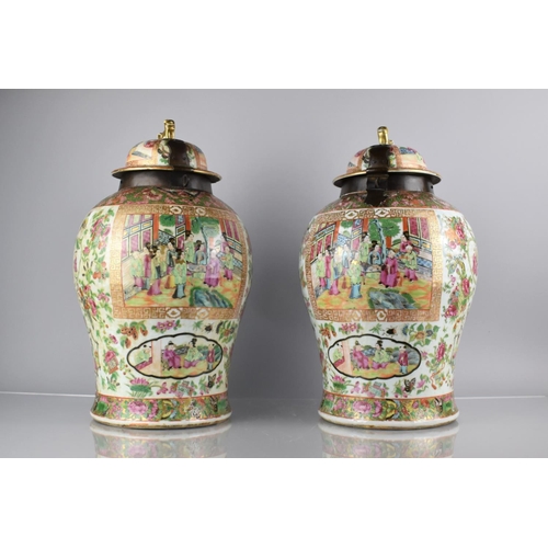 45 - A Large Pair of 18th/19th Century Chinese Porcelain Vase Decorated in the Famille Rose Palette in th... 