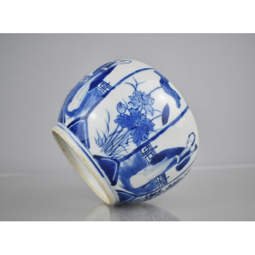 33 - A 19th/20th Century Chinese Porcelain Blue and White Pot of Globular Form Decorated with Alternating... 