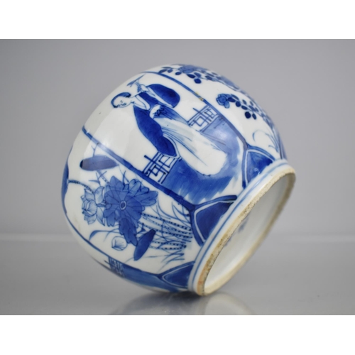 33 - A 19th/20th Century Chinese Porcelain Blue and White Pot of Globular Form Decorated with Alternating... 