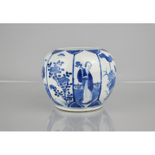 33 - A 19th/20th Century Chinese Porcelain Blue and White Pot of Globular Form Decorated with Alternating... 