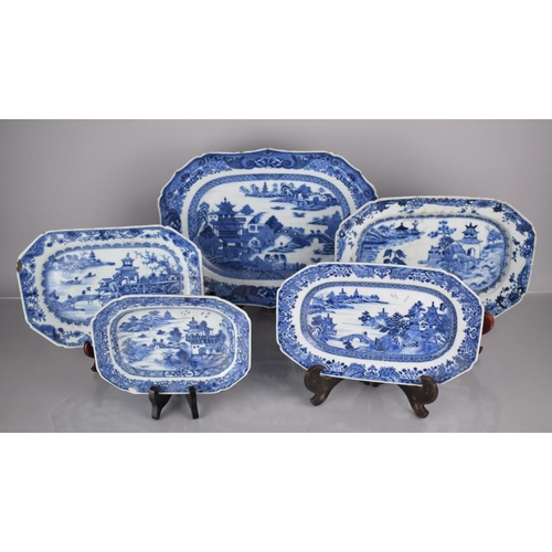 1 - A Collection of Five Various 18th/19th Century Chinese Porcelain Blue and White Export Dishes, all D... 