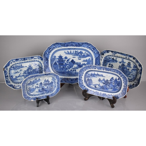 1 - A Collection of Five Various 18th/19th Century Chinese Porcelain Blue and White Export Dishes, all D... 