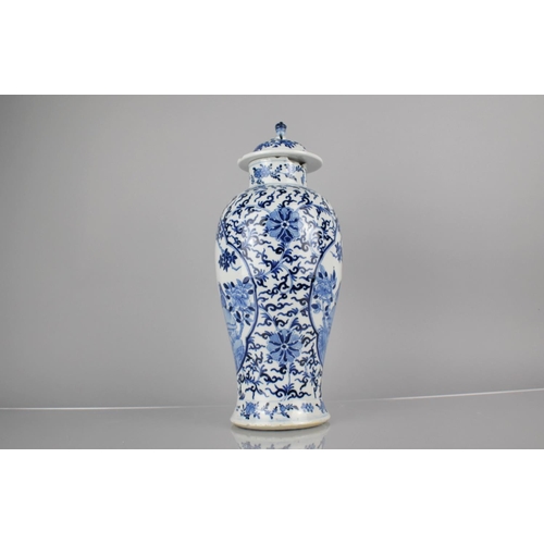 19 - A 19th Century Chinese Porcelain Blue and White Baluster Vase and Cover Decorated with Quatrefoil Ca... 