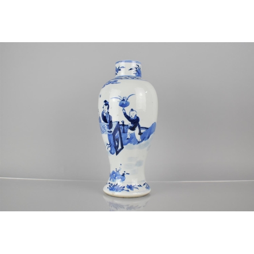 18 - A Late 19th Century Chinese Porcelain Baluster Vase Decorated with Mother and Children in Garden Set... 