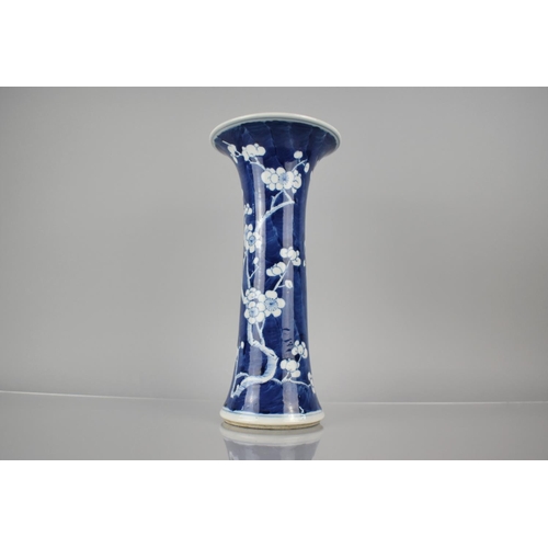 22 - A 19th Century Chinese Porcelain Prunus Pattern Sleeve Vase of Tapering Form with Flared Neck, Four ... 