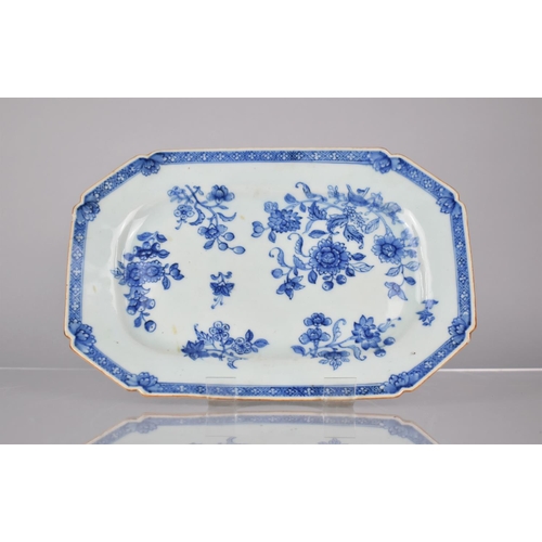 3 - An 18th Century Chinese Blue and White Porcelain Platter of Rectangular form with Cated Edges decora... 