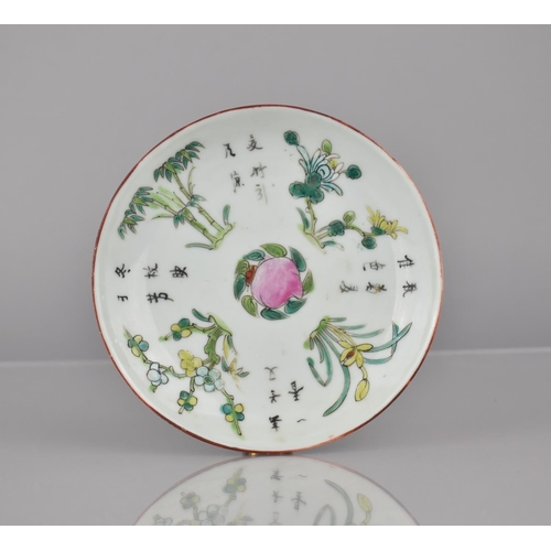 80 - A 19th/20th Century Chinese Porcelain Dish Decorated with Central Peach Motif surrounded by Blooming... 