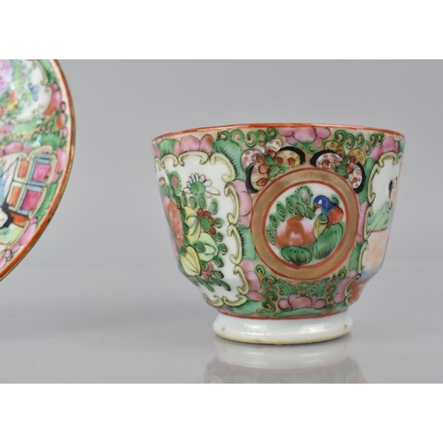 54 - An Early 20th Century Chinese Famille Rose Medallion Cup and Saucer decorated with Figural, Floral a... 