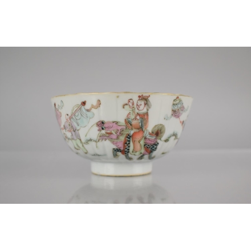 71 - A 19th Century Porcelain 'Legendary' Bowl of Reeded Form decorated with Procession in Exterior Setti... 