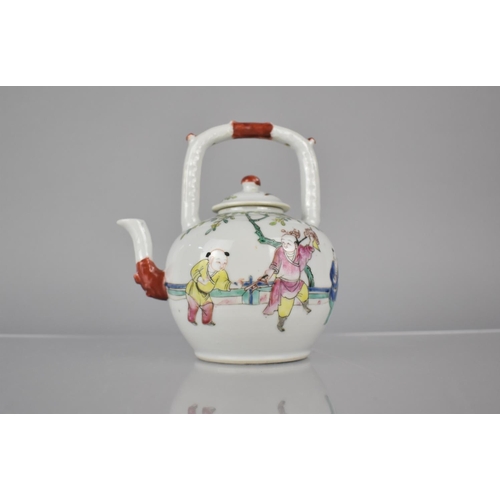 78 - A 20th Century Chinese Porcelain Teapot with Loop Handle Decorated in the Famille Rose Palette with ... 