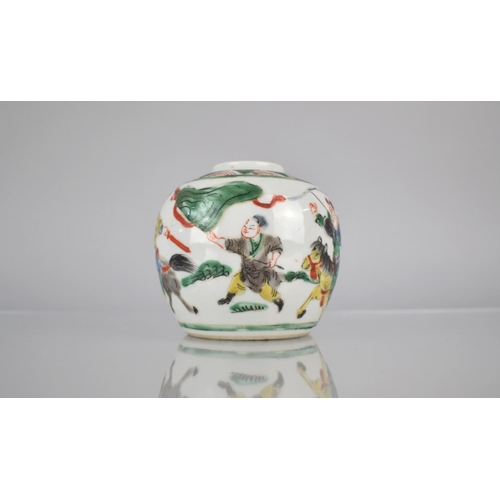 90 - A 19th Century Chinese Porcelain Ginger Jar decorated in the Famille Verte Palette with Battle Scene... 