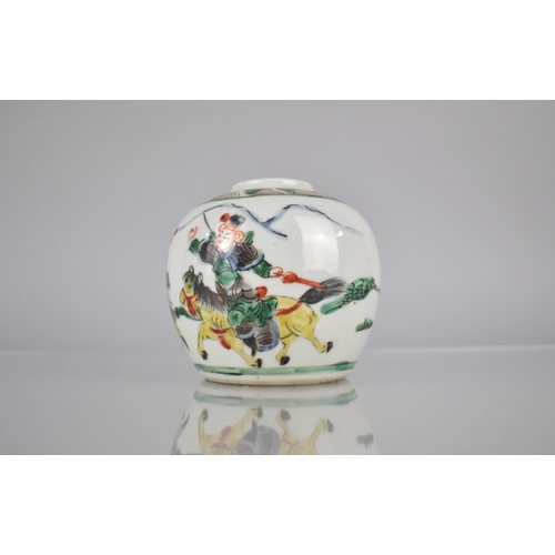 90 - A 19th Century Chinese Porcelain Ginger Jar decorated in the Famille Verte Palette with Battle Scene... 