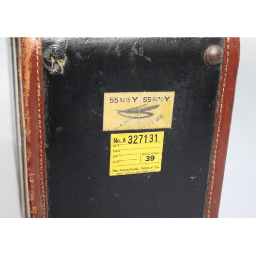 359 - A Mid 20th Century American Suitcase by Wilt Trunk Company Chicago, Canvas and Leather and a Fitted ... 