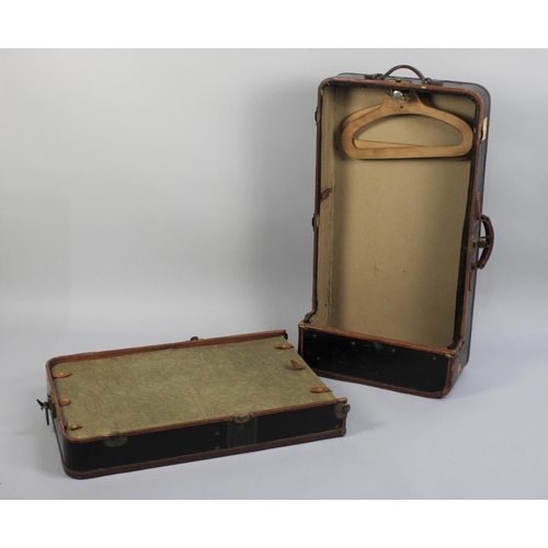 359 - A Mid 20th Century American Suitcase by Wilt Trunk Company Chicago, Canvas and Leather and a Fitted ... 