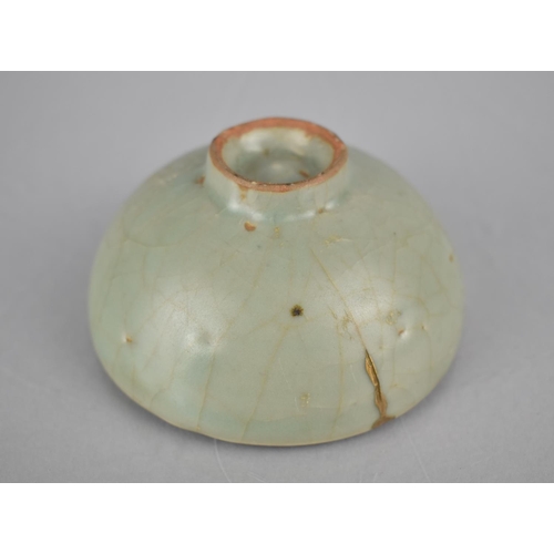 117 - A Chinese Longquan Celadon Pottery Tea Bowl, the Bowl Bottom with Flower Head Centre and Foot Reveal... 