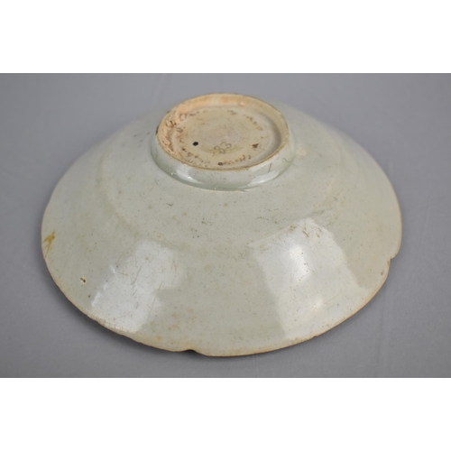 118 - A Chinese Longquan Celadon Dish with Shallow Tapering Shaped Rim and Incised Design, 14.5cm diameter... 