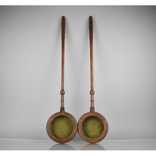 193 - A Pair of 19th Century Oak Church Offertory Bowls with Long Turned Handles, 16cms Diameter and 75cms... 