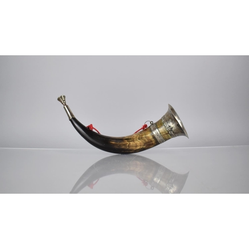 226 - A 19th Century Hunting Horn, Made from Bovine Horn and Silver Plated Mounts, 37cm Long