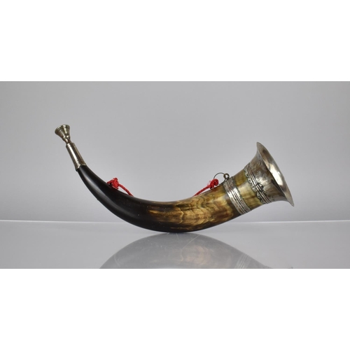 226 - A 19th Century Hunting Horn, Made from Bovine Horn and Silver Plated Mounts, 37cm Long