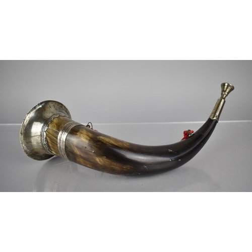 226 - A 19th Century Hunting Horn, Made from Bovine Horn and Silver Plated Mounts, 37cm Long