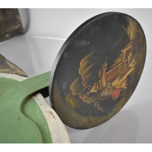 194 - An Early 20th Century Polychrome Painted Wooden Dumb Waiter, Modelled as a Butler Holding a Chinoise... 