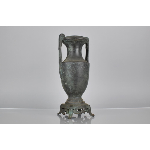 228 - A 19th Century Patinated Bronze Urn of Twin Handled Archaic Greek Form, 25cms High