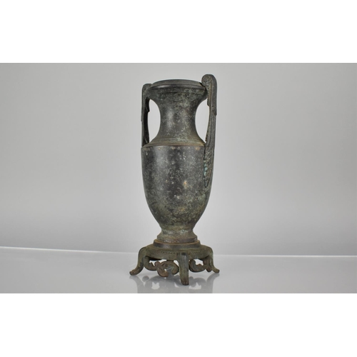 228 - A 19th Century Patinated Bronze Urn of Twin Handled Archaic Greek Form, 25cms High