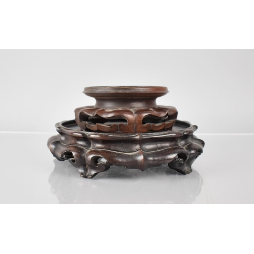 170 - Two Chinese Carved and Pierced Hardwood Vase Stands, Large Example 23cms Diameter and 5cms High, Sma... 