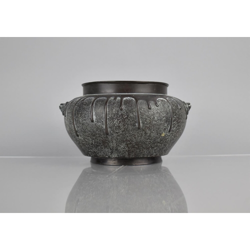 179 - A Chinese Bronze Gui Censer, the Baluster Shaped Body Cast in Relief with Lion Mask Handles and Drip... 