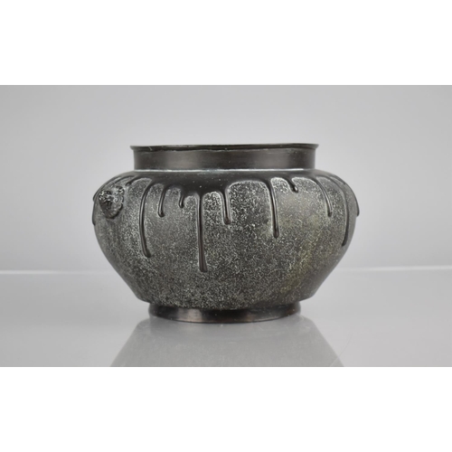 179 - A Chinese Bronze Gui Censer, the Baluster Shaped Body Cast in Relief with Lion Mask Handles and Drip... 