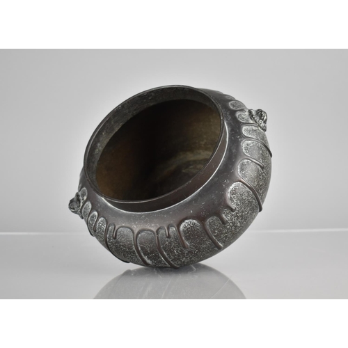 179 - A Chinese Bronze Gui Censer, the Baluster Shaped Body Cast in Relief with Lion Mask Handles and Drip... 