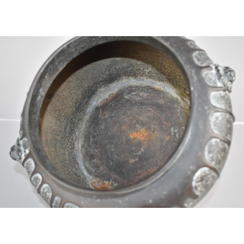 179 - A Chinese Bronze Gui Censer, the Baluster Shaped Body Cast in Relief with Lion Mask Handles and Drip... 