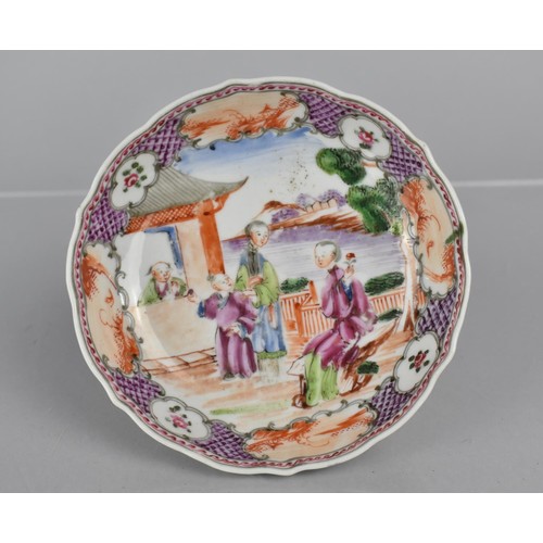 64 - A 18th/19th Century Chinese Export Porcelain Tea Bowl and Saucer in the Mandarin Palette depicting F... 