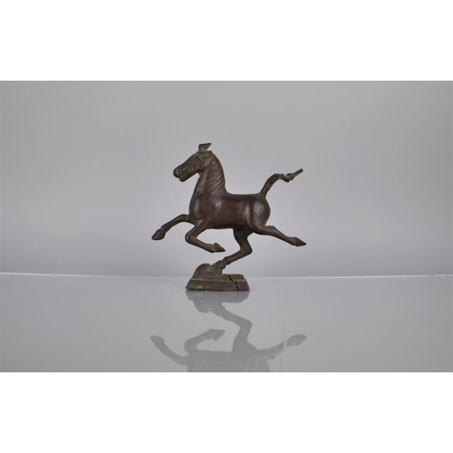 173 - A Chinese Cast Bronze Study of The Flying Horse of Gansu, 18cms High. Condition: Not Perfect with Sp... 