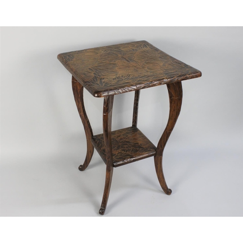 364 - A Late 19th Century Japanese Export Carved Wooden Centre Table with a Solid Top over Four Out Swept ... 