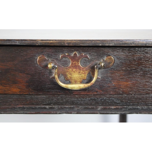 195 - An Early 18th Century Country Made Oak Side Table with a Solid Plank Top Over a Frieze Drawer, Suppo... 