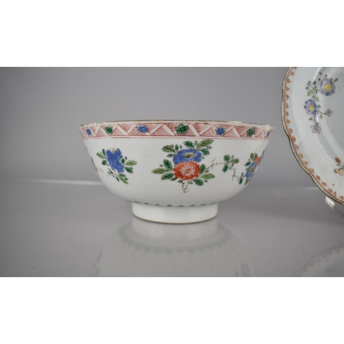 66 - An Early 18th Century Chinese Porcelain Bowl Decorated in the Famille Verte Palette with Floral Burs... 