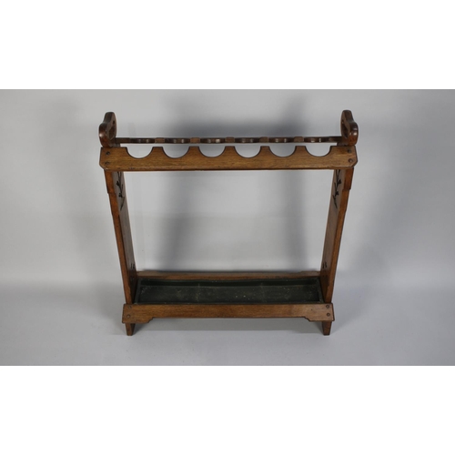 196 - A Late 19th Century Arts and Crafts Oak Stick/Umbrella Stand with Integral Carrying Handles and Deco... 