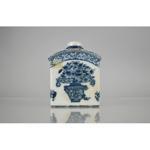 41 - A Chinese Blue and White Porcelain Caddy Flask decorated with Antique Vase of Flowers, 12cms High of... 