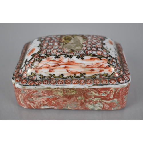 65 - An 18th Century Qianlong Period Scroll Weight of Domed Rectangular Form Having Porcelain Top Decorat... 