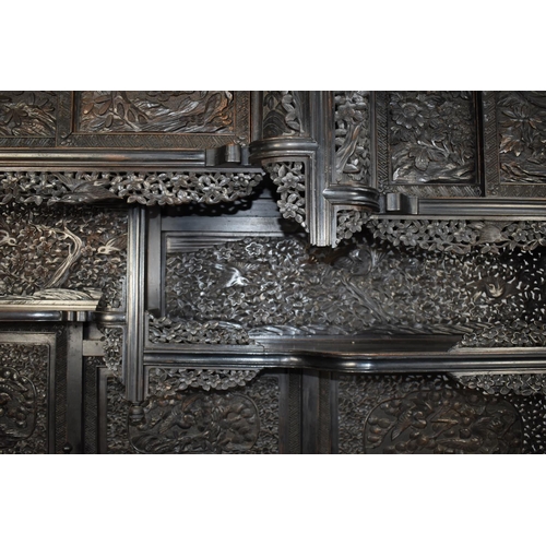 190 - An Impressive 19th/20th Century Chinese Ornately Carved Hardwood Cabinet. Carved and Pierced Panels ... 