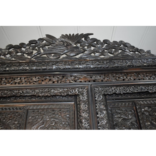 190 - An Impressive 19th/20th Century Chinese Ornately Carved Hardwood Cabinet. Carved and Pierced Panels ... 