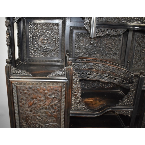 190 - An Impressive 19th/20th Century Chinese Ornately Carved Hardwood Cabinet. Carved and Pierced Panels ... 