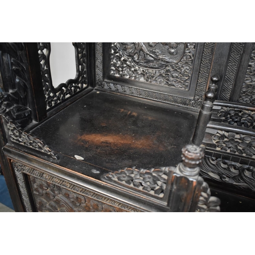 190 - An Impressive 19th/20th Century Chinese Ornately Carved Hardwood Cabinet. Carved and Pierced Panels ... 