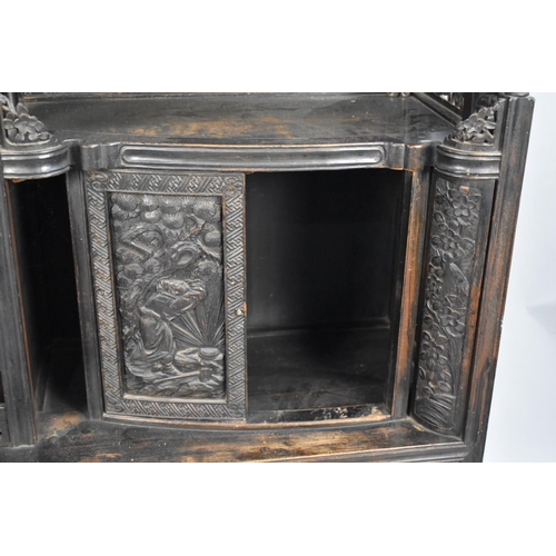 190 - An Impressive 19th/20th Century Chinese Ornately Carved Hardwood Cabinet. Carved and Pierced Panels ... 